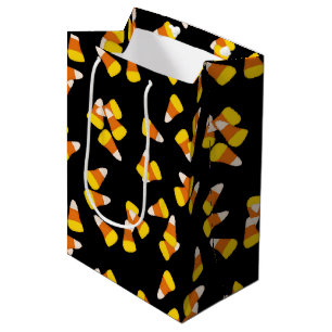 Sac Cadeau Moyen jaune orange blanc Halloween maïs
