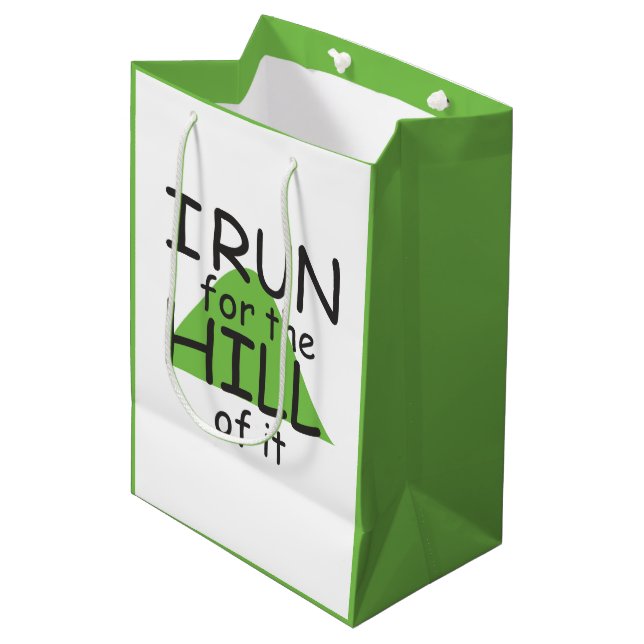Sac Cadeau Moyen Je cours pour la colline © - Funny Runner Gift Bag (Devant Angle)