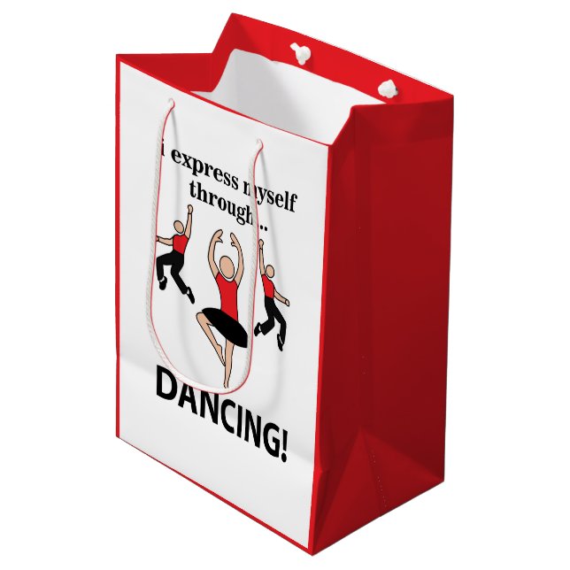 Sac Cadeau Moyen Je m'exprime en dansant par la danse (Devant Angle)