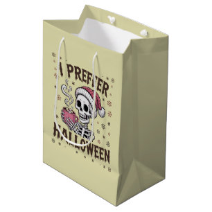 Sac Cadeau Moyen Je Préfère Halloween Éffrayant Xmas Squelette goth