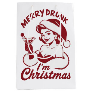 Sac Cadeau Moyen Je suis ivre Noël Cocktail Snarky Boire