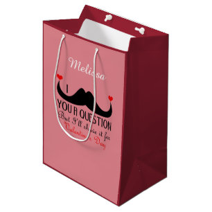 Sac Cadeau Moyen Je te moustache une question Saint Valentin