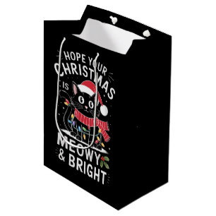 Sac Cadeau Moyen J'espère que votre Noël est félin et lumineux Chat
