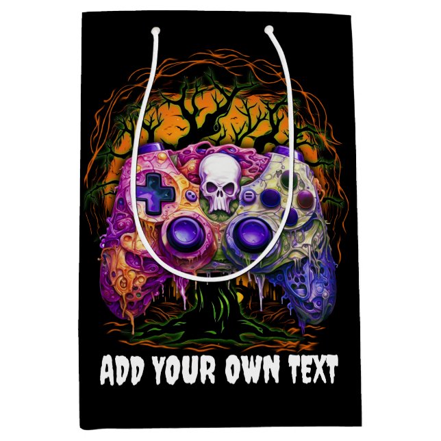 Sac Cadeau Moyen Jeu Halloween, Contrôleur Éffrayant, Parti Déplais (Devant)