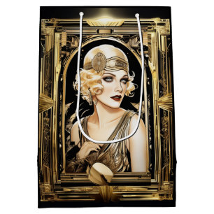 Sac Cadeau Moyen Jeune fille aux cheveux blonds à la mode Gatsby, f