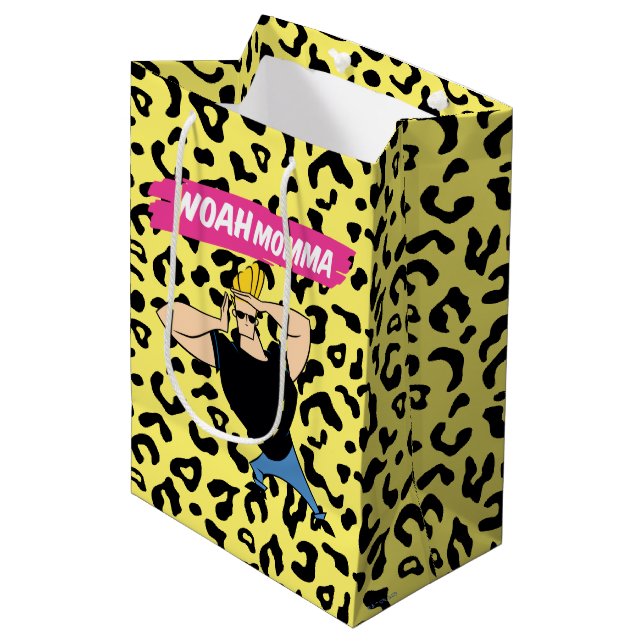Sac Cadeau Moyen Johnny Bravo - Woah Momma (Devant Angle)