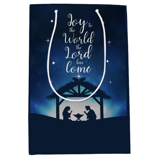Sac Cadeau Moyen Joie au monde Starry Nativité Scène Noël (Devant)