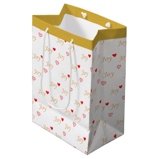 Sac Cadeau Moyen Joie Coeurs (Devant Angle)