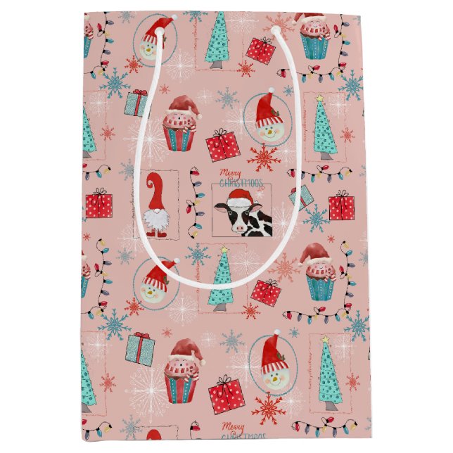 Sac Cadeau Moyen Joie de Noël (Devant)