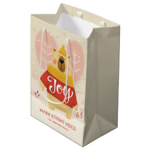 Sac Cadeau Moyen Joie Ourson mignon de la forêt de Noël Fête d'hi
