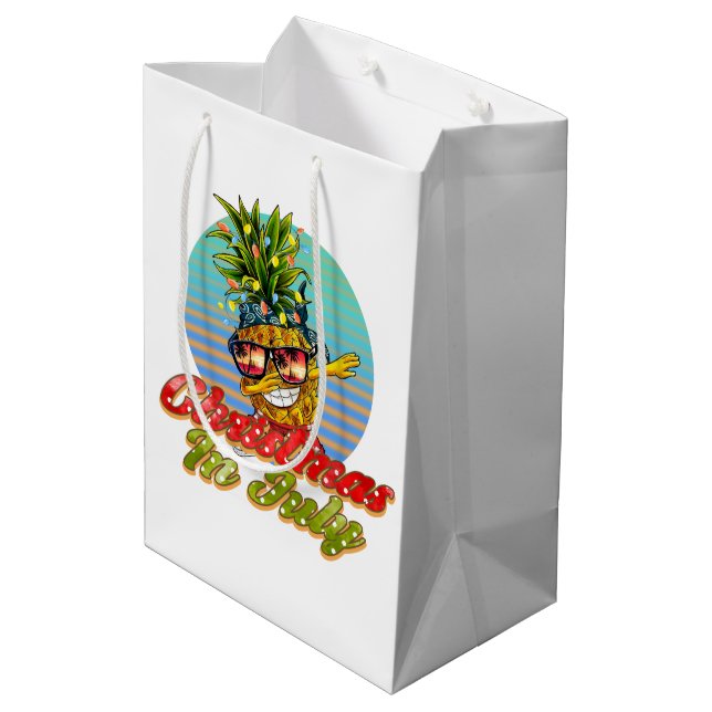 Sac Cadeau Moyen joli ananas Noël Juillet (Dos Angle)