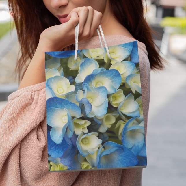 Sac Cadeau Moyen Joli bleu Hydrangea Floral (In Situ)