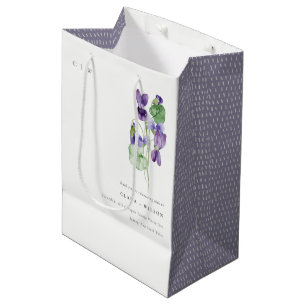 Sac Cadeau Moyen Joli Chic Monogram Violet Floral Bunal Mariage