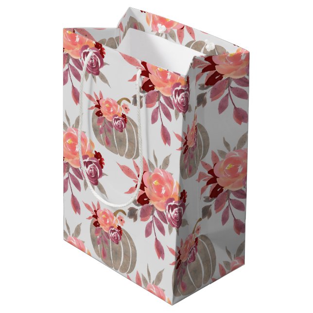 Sac Cadeau Moyen Joli Citrouille d'aquarelle Baby shower d'enrobage (Dos Angle)