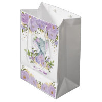 Joli Eléphant d'or violet Baby Aquarelle Floral