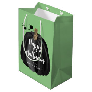 Sac Cadeau Moyen Joli Halloween Citrouille de script vert mignon