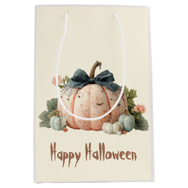 Sac Cadeau Moyen Joli Halloween du Citrouille du mignon Pastel (Devant)