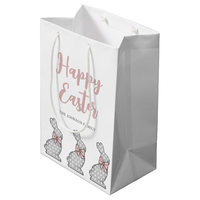 Sac Cadeau Moyen Joli lapin rose Pâques (Dos Angle)