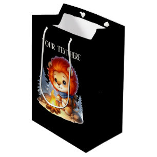 Sac Cadeau Moyen Joli lion camping ajouter du texte