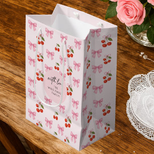 Sac Cadeau Moyen Joli motif coquette à l'aquarelle avec un nœud de