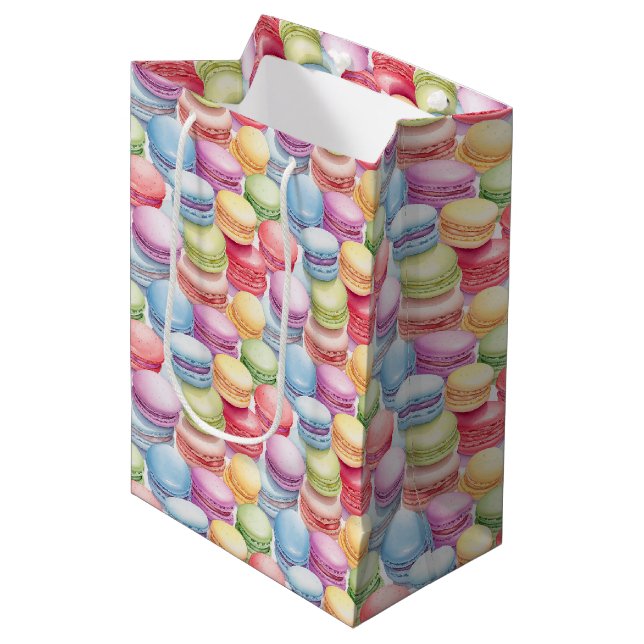 Sac Cadeau Moyen Joli motif de macarons carrelés (Devant Angle)