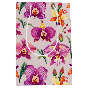 Sac Cadeau Moyen Joli Motif violet orchidée