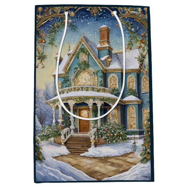 Sac Cadeau Moyen Joli Noël victorien (Devant)