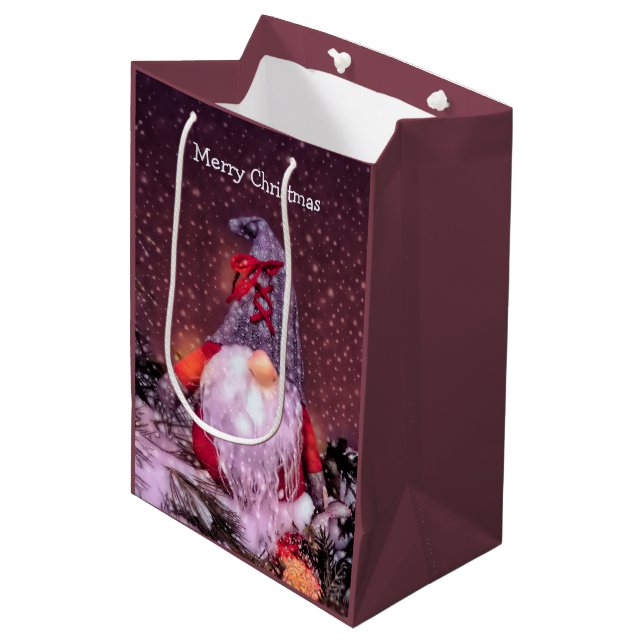 Sac Cadeau Moyen Joli Noël Whimsical Gnome Holiday Tree (Devant Angle)