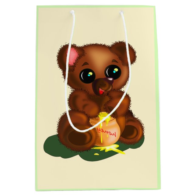 Sac Cadeau Moyen Joli Ours De Miel (Devant)