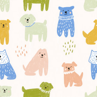 Sac Cadeau Moyen Joli papier cadeau aux crayons de couleur chiens