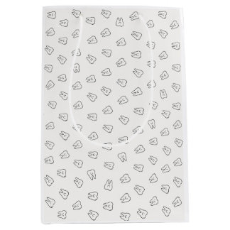 Sac Cadeau Moyen Joli papier d'emballage à dents souriantes - noir