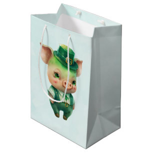 Sac Cadeau Moyen Joli porc vert Fairytale dans une jolie beauté