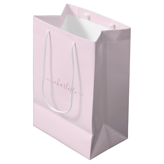 Sac Cadeau Moyen Joli rose et blanc doux (Devant Angle)