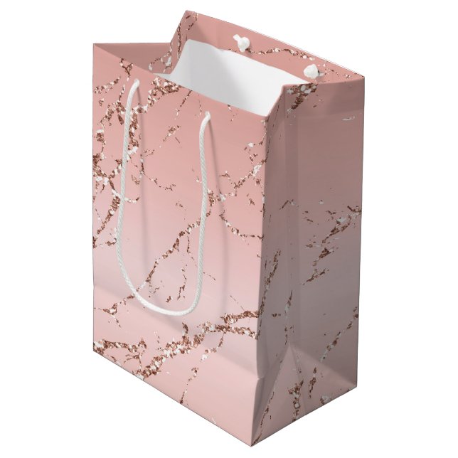 Sac Cadeau Moyen Joli Rose Gold Parties scintillant Streaks (Devant Angle)