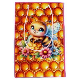 Sac Cadeau Moyen Jolie abeille au miel et peigne de miel Baby showe