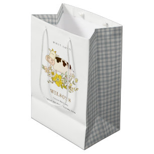 Sac Cadeau Moyen Jolie ferme de la vache sainte Enfants floraux N'i