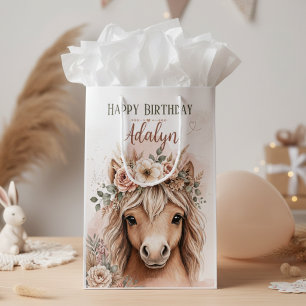 Sac Cadeau Moyen Jolie Fille Boho Cheval Anniversaire
