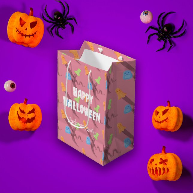 Sac Cadeau Moyen Jolie Halloween avec fantômes, coutume (Cute Halloween with ghosts, custom Medium Gift Bag
)