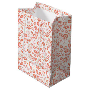 Sac Cadeau Moyen Jolie Pêche De Corail Fleurs De Printemps Tropical