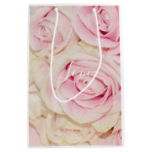 Sac Cadeau Moyen Jolie rose Roses Blanches Aimer