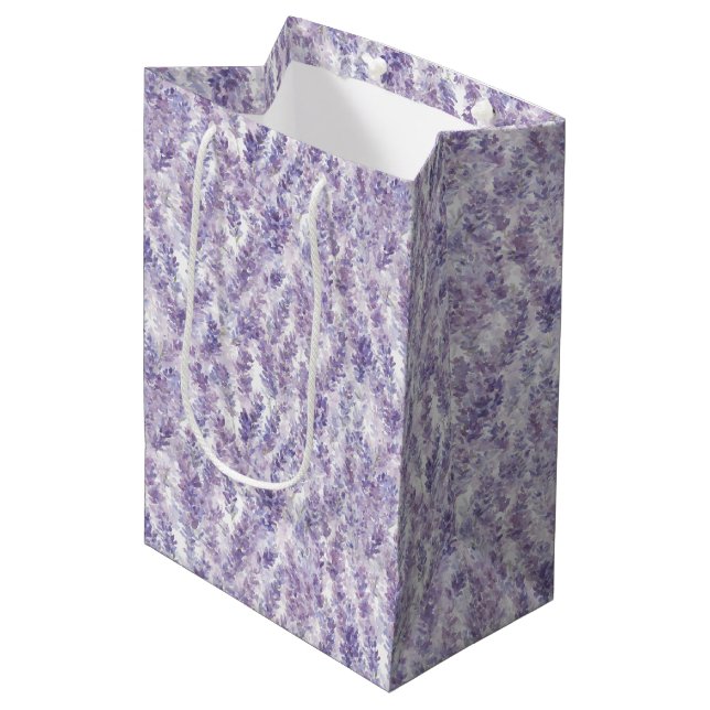 Sac Cadeau Moyen Jolies Fleurs De Lavande Baby Shower De Mariée   (Devant Angle)