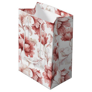Sac Cadeau Moyen Jolies Fleurs Rouges Élégantes Baby Shower