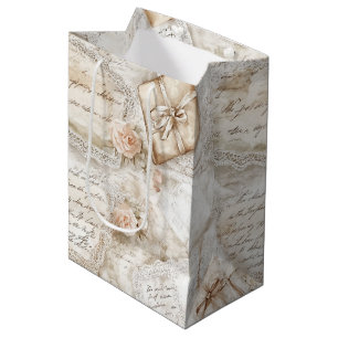Sac Cadeau Moyen Jolies Roses Romantiques Roses Fleurs Rouges Lettr