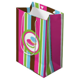 Sac Cadeau Moyen Jolis Macarons de Boulangerie Colorés Bandes Amusa
