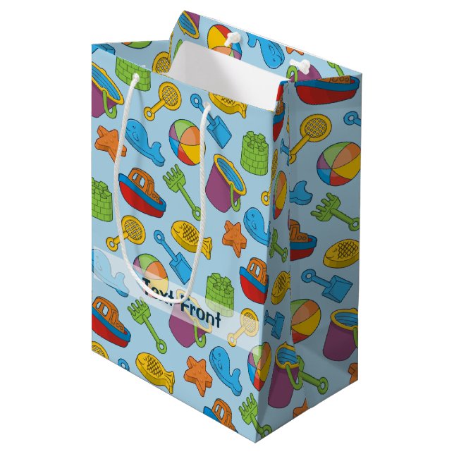 Sac Cadeau Moyen Jouets de plage Icônes (Devant Angle)