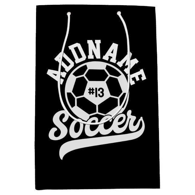 Sac Cadeau Moyen Joueur de football AJOUTER LE NOM Équipe de footba (Devant)