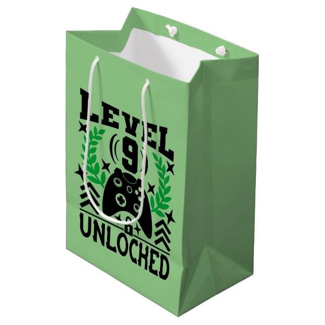 Sac Cadeau Moyen Joueur vidéo cool 9e anniversaire (Devant Angle)