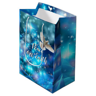 Sac Cadeau Moyen Jour de la Paix de la Colombe Bleue