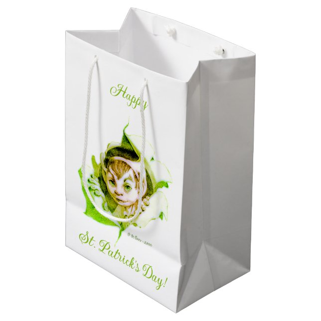 Sac Cadeau Moyen Jour de la Saint Patrick de Cute Leprechaun (Devant Angle)
