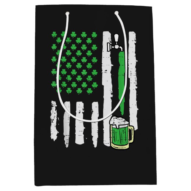 Sac Cadeau Moyen Jour de la Saint-Patrick Drapeau américain Saint (Devant)